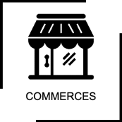 Ce bouton avec le logo représentant un magasin et contenant le mot commerces, renvoie vers la page commerces de ce site